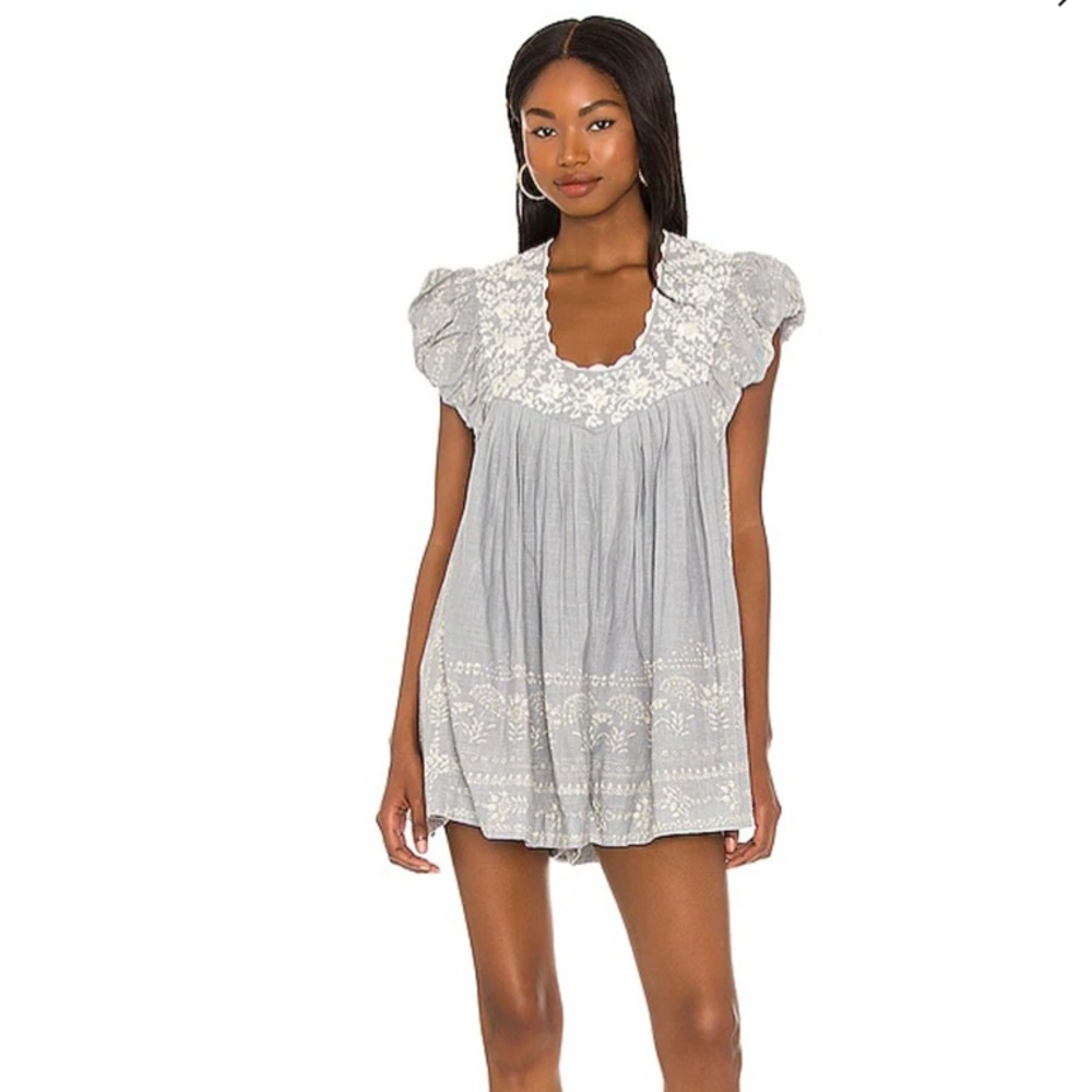 Free People Cutie Pie Embroidered Romper